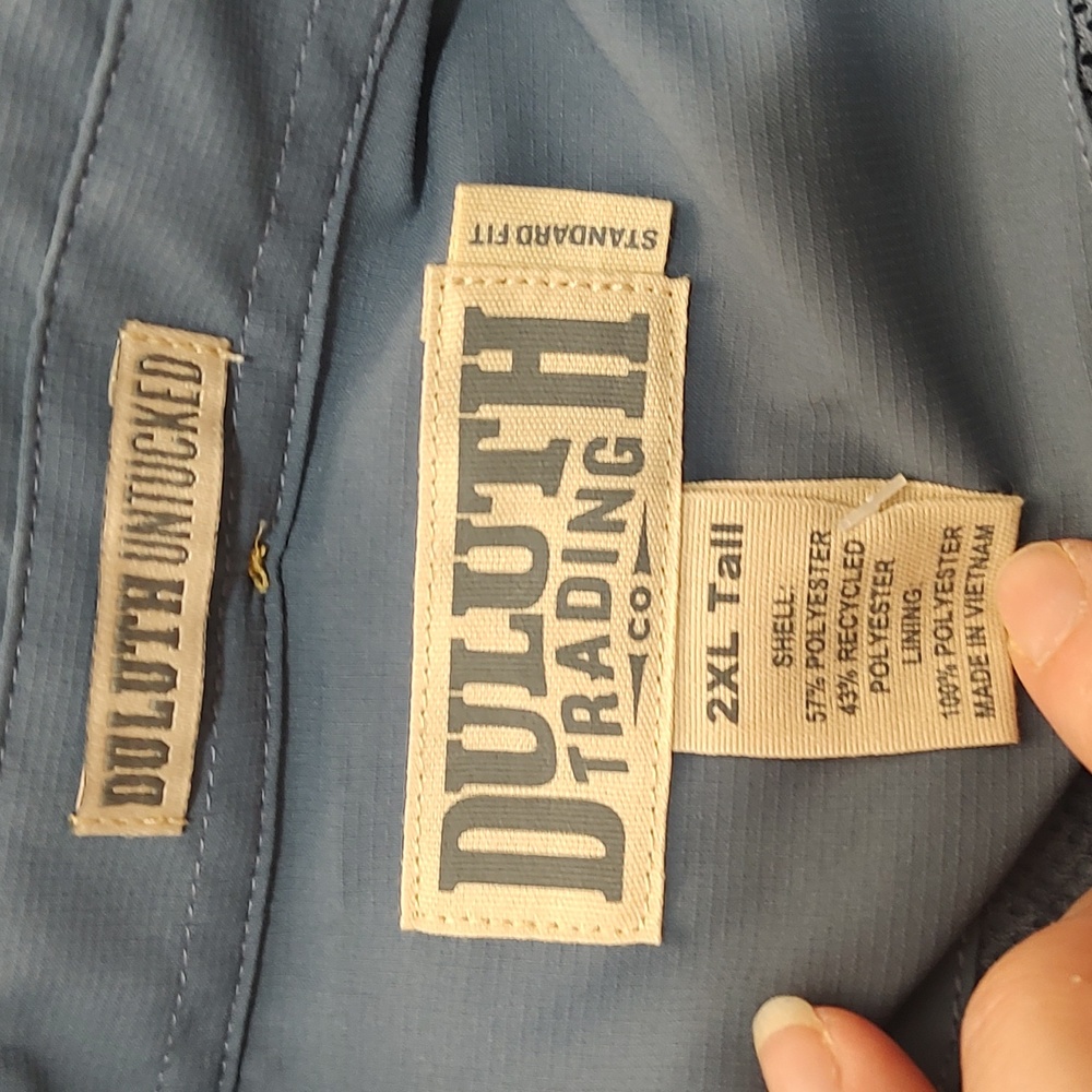 NWT Duluth Trading Comp Men's long sleeve button down blue shirt 2 xl tall